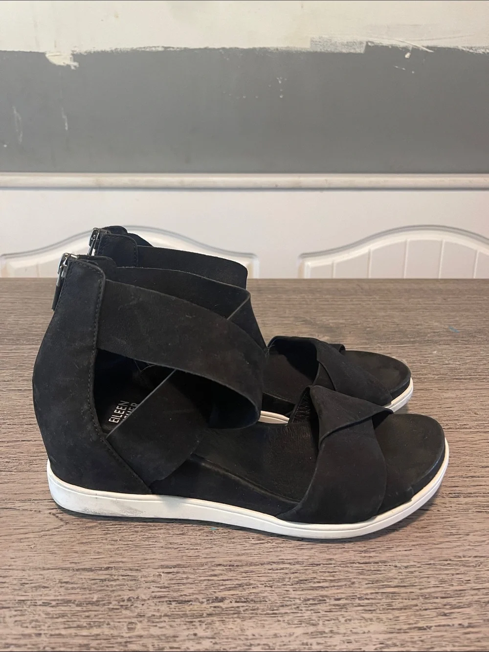 Eileen Fisher 'Viv' Nubuck Wedge Sandals Size 7